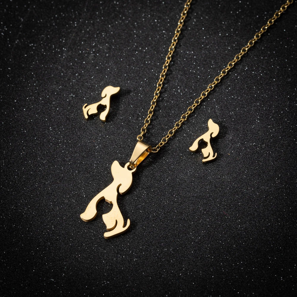 Stainless Steel Jewelry Sets For Women Necklace And Earing Anime Cute Cartoon Bow Mouse Chain Necklace Choker Desinger Charms