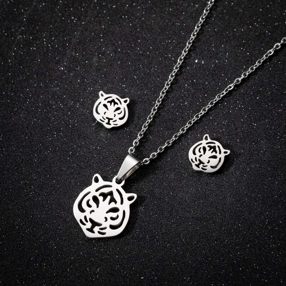 Stainless Steel Jewelry Sets For Women Necklace And Earing Anime Cute Cartoon Bow Mouse Chain Necklace Choker Desinger Charms