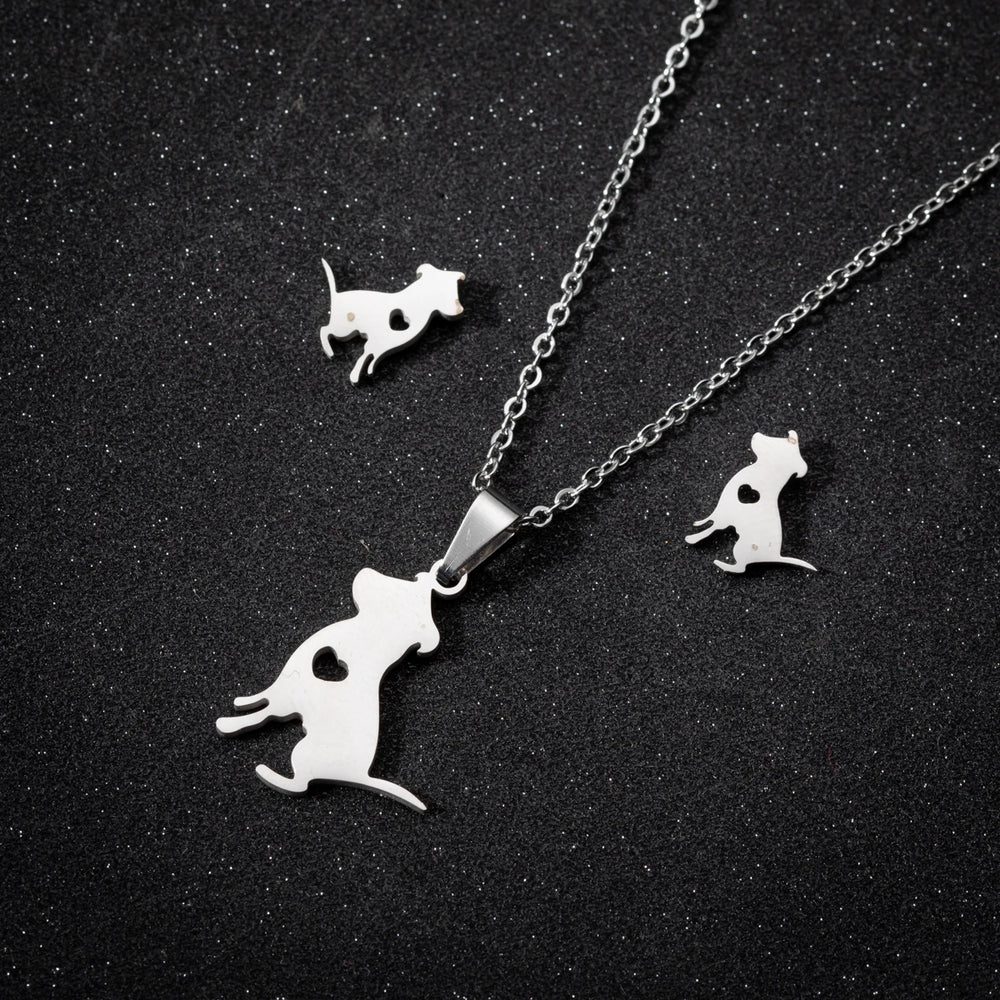 Stainless Steel Jewelry Sets For Women Necklace And Earing Anime Cute Cartoon Bow Mouse Chain Necklace Choker Desinger Charms