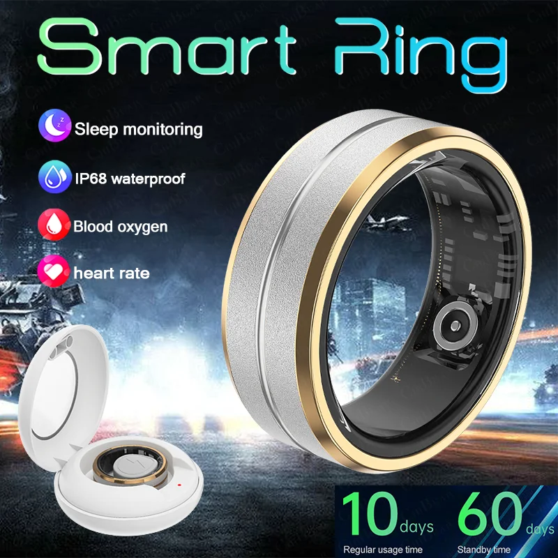 Smart Ring Men Women IP68 Waterproof Heart Rate Blood Oxygen Sleep Health Monitor Sport Fitness Health Ring