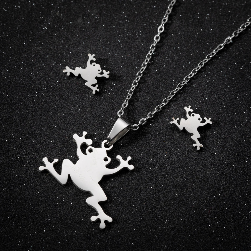Stainless Steel Jewelry Sets For Women Necklace And Earing Anime Cute Cartoon Bow Mouse Chain Necklace Choker Desinger Charms