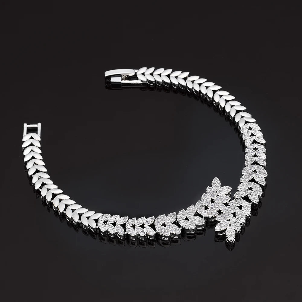 2025 New Wedding Jewelry Set for Women Saudi Arabia 4 Pieces Zirconia Bridal Jewelry Collection Necklace Set