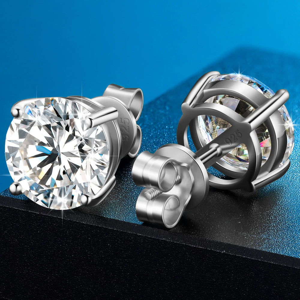 Classic Round Moissanite Earring Top Quality 100% 925 Sterling Silver For Women Men's Jewelry Fashion Earrings Engagement