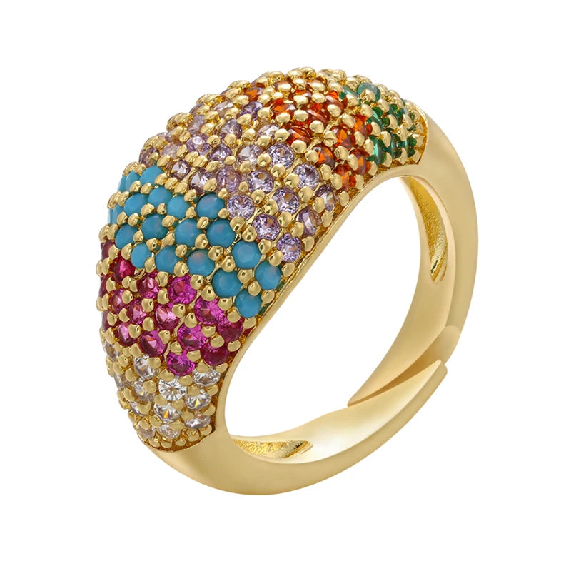 2025 NEW creative gold color Ring For Women rainbow rings women Finger Rings Fashion jewelry wholesale VJ77