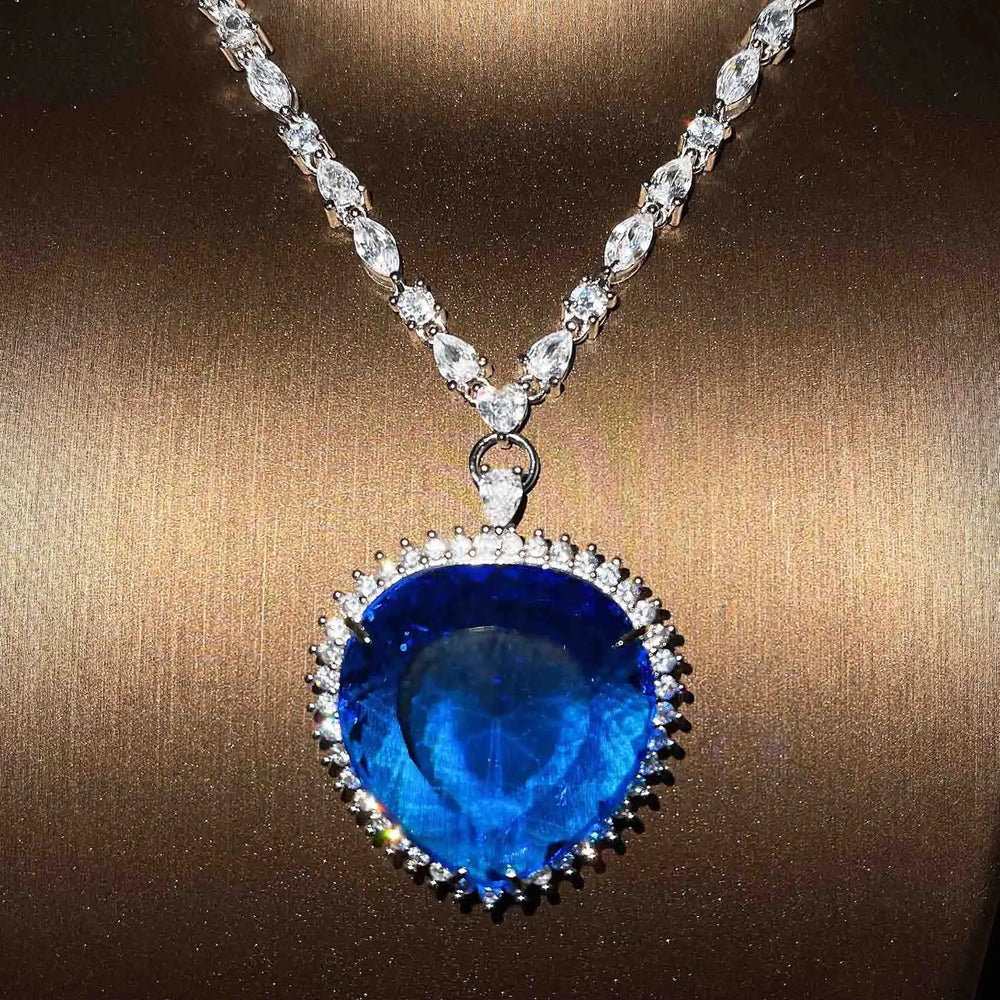 Blue Red TITANIC Heart of the Ocean Necklaces for Women Romantic Crystal Chain Pendant Necklaces Valentine's Day Jewelry Gift