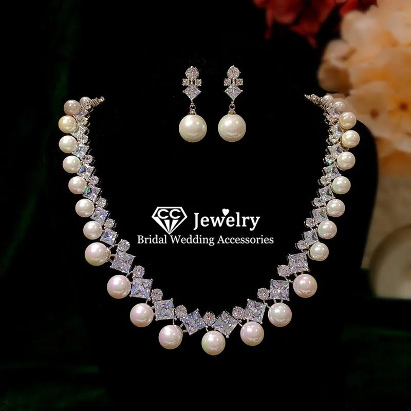 Pearl Earrings Set for Wedding Women Accessories Bridal Bijoux Engagement Jewelry Sets 100% Handmade Jewellery s021