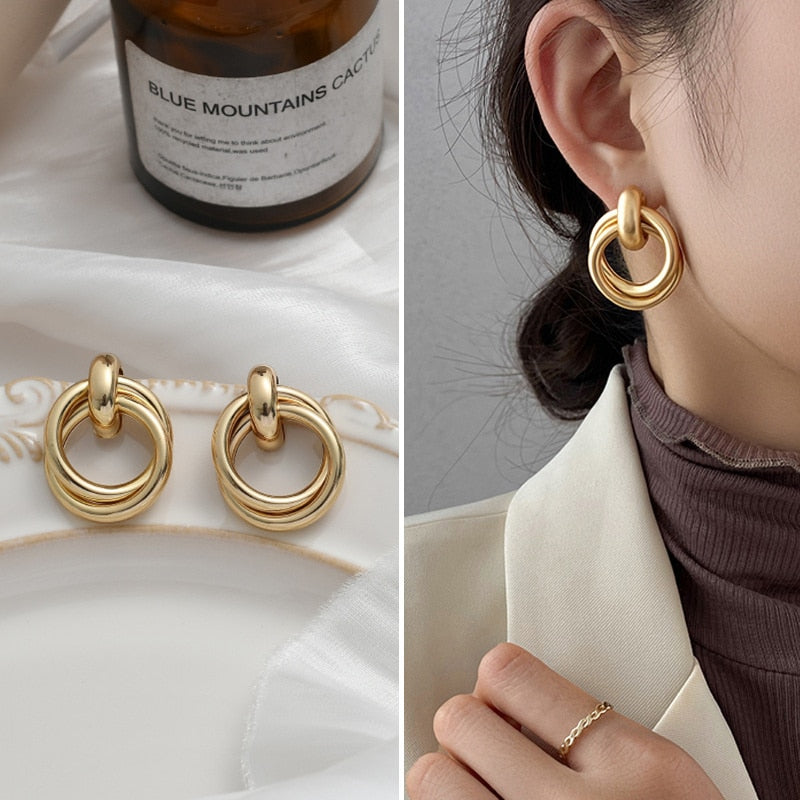 Irregular Circle Square Earrings