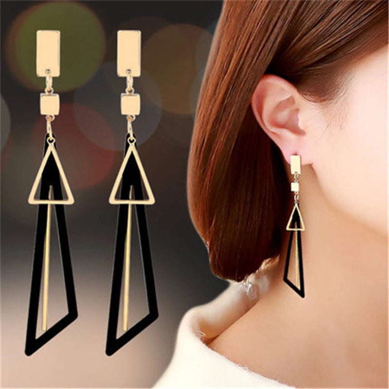2024 Korean Long Statement Geometric Triangle Tassel Dangle Drop Earrings For Women Earrings Fashion Jewelry Oorbellen Brincos