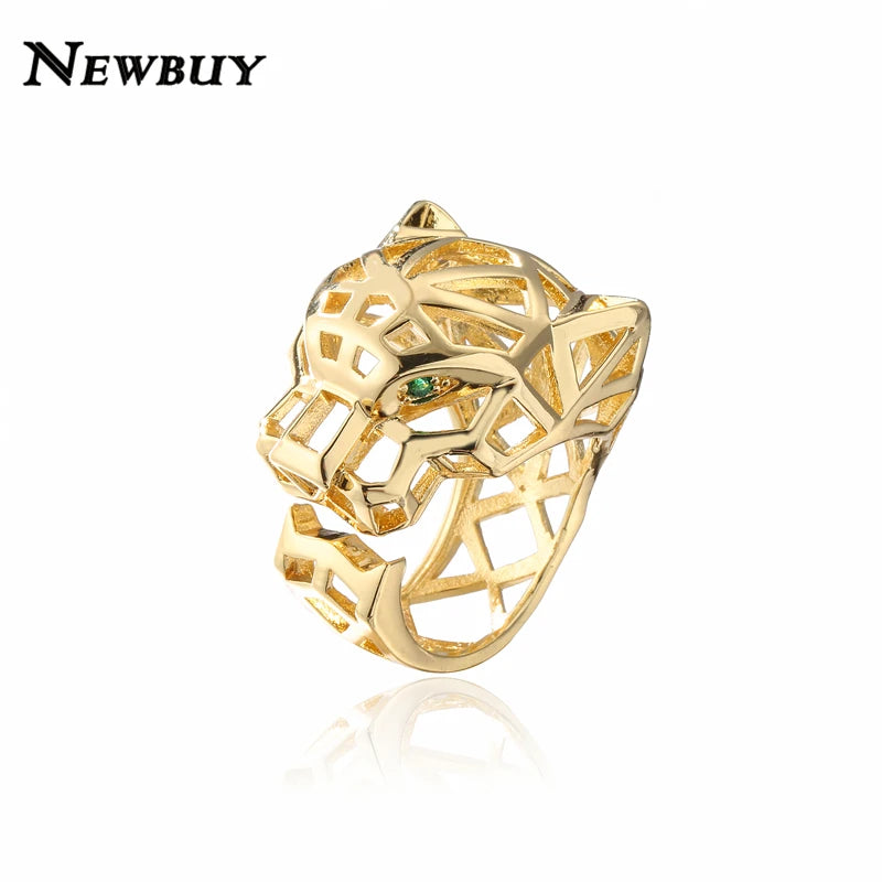 2025 New Fashion Statement Big Animal Ring For Women Girl Party Jewelry Gold Color Hollow Leopard Open Ring Wholesale