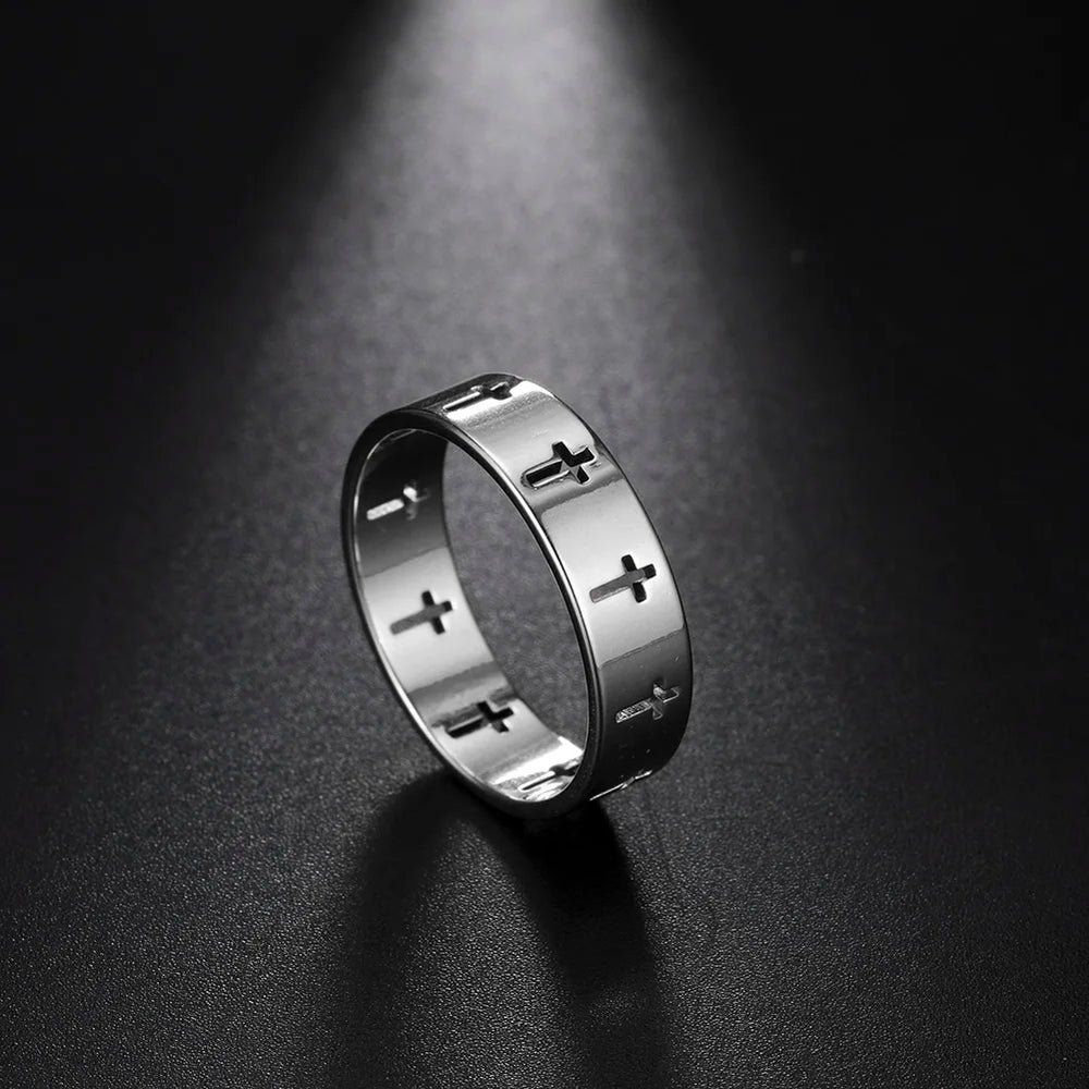 Skyrim Hollow Cross Men's Ring Women Supernatural Jesus Stainless Steel Engagement Couple Rings 2025 Jewelry Anniversary Gifts