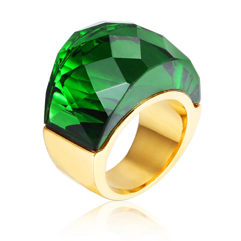 Elevate your style with our exquisite collection of Bohemia Crystal Women Wedding Rings. Crafted with precision, these rings feature a stunning blend of gold and stainless steel, creating a timeless and elegant look. Adorned with colorful stones, they add a touch of glamour to any occasion, be it a party or an engagement. Indulge in the beauty of these rings and make a statement with our luxurious and captivating jewelry.