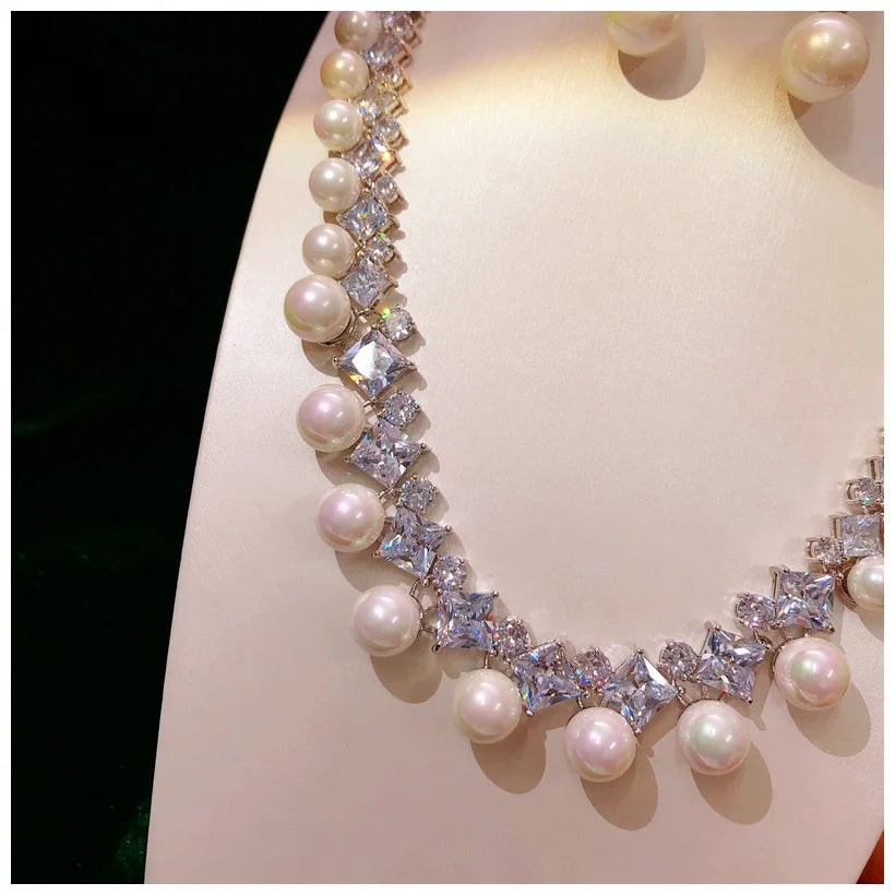 Pearl Earrings Set for Wedding Women Accessories Bridal Bijoux Engagement Jewelry Sets 100% Handmade Jewellery s021