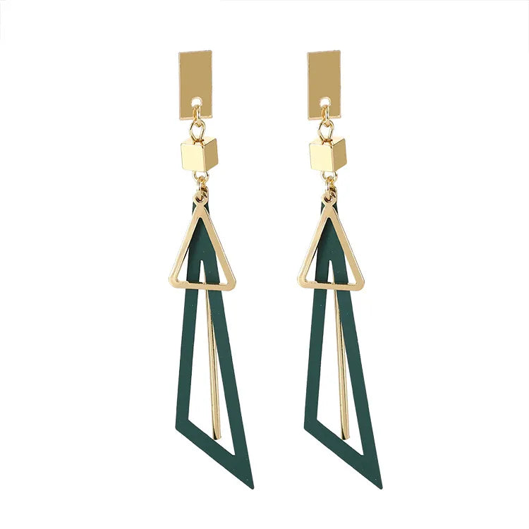 2024 Korean Long Statement Geometric Triangle Tassel Dangle Drop Earrings For Women Earrings Fashion Jewelry Oorbellen Brincos