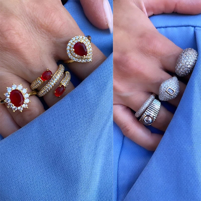 2025 NEW creative gold color Ring For Women rainbow rings women Finger Rings Fashion jewelry wholesale VJ77