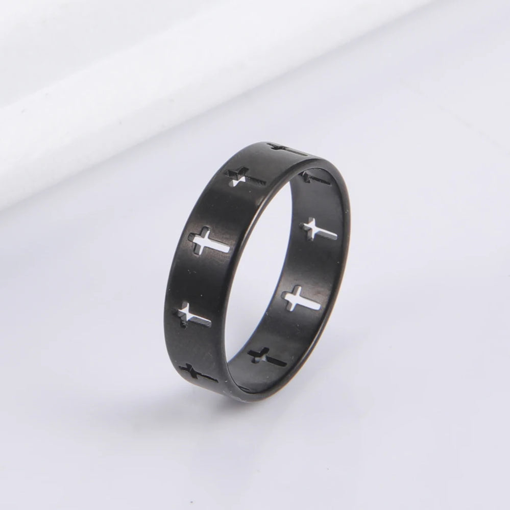 Skyrim Hollow Cross Men's Ring Women Supernatural Jesus Stainless Steel Engagement Couple Rings 2025 Jewelry Anniversary Gifts