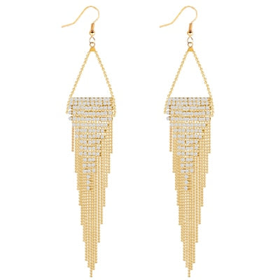 Boho Gold Long Tassels Earrings