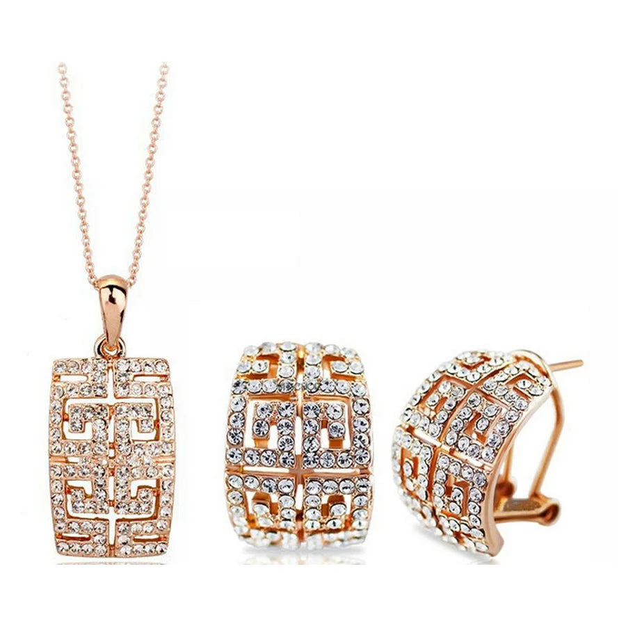 2024 New Design Hot Sale gold-color Austria Crystal Jewelry Set For Women