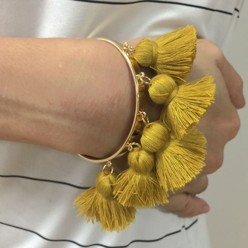 This gorgeous Bohemia Tassel Charm Bracelet are simply divine it's a stylish Cuff Bracelet with Bracelets &amp; Bangles, plated with golden metal and designed just for women. It's luxury-fashion at its finest!