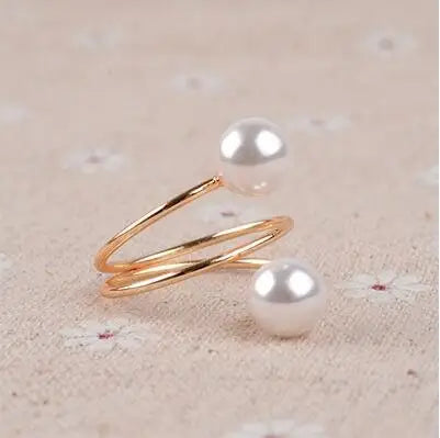 2024 New Gold Color Big Ring Fashion Elegant Simulated Pearl Opening Rings Women Jewelry Gift  Wholesale
