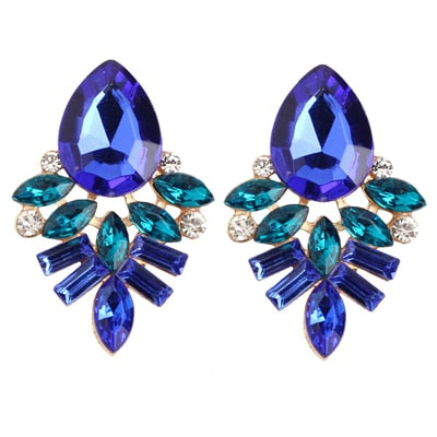 Black Resin Sweet Metal with Gems Stud Earrings