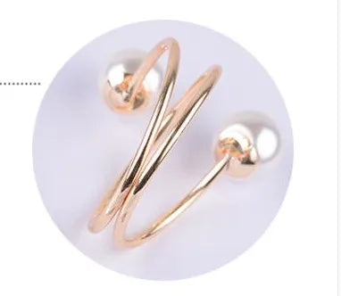 2024 New Gold Color Big Ring Fashion Elegant Simulated Pearl Opening Rings Women Jewelry Gift  Wholesale