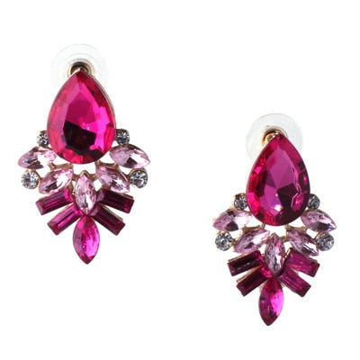 Black Resin Sweet Metal with Gems Stud Earrings