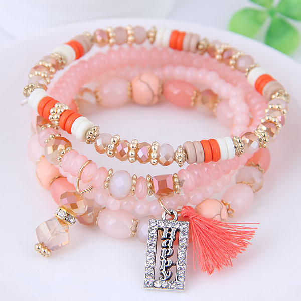 Behold the stunning beauty and artistry of our Bohemian Beads Crystal Charms bracelets! A stylish trend starter, this piece features a stunning round shape, crafted from stone beads and weighing a lightweight 43g. With a size of 170mm, it's perfect for any woman's wrist. Get the perfect balance between fashion-forward and timeless - order now!