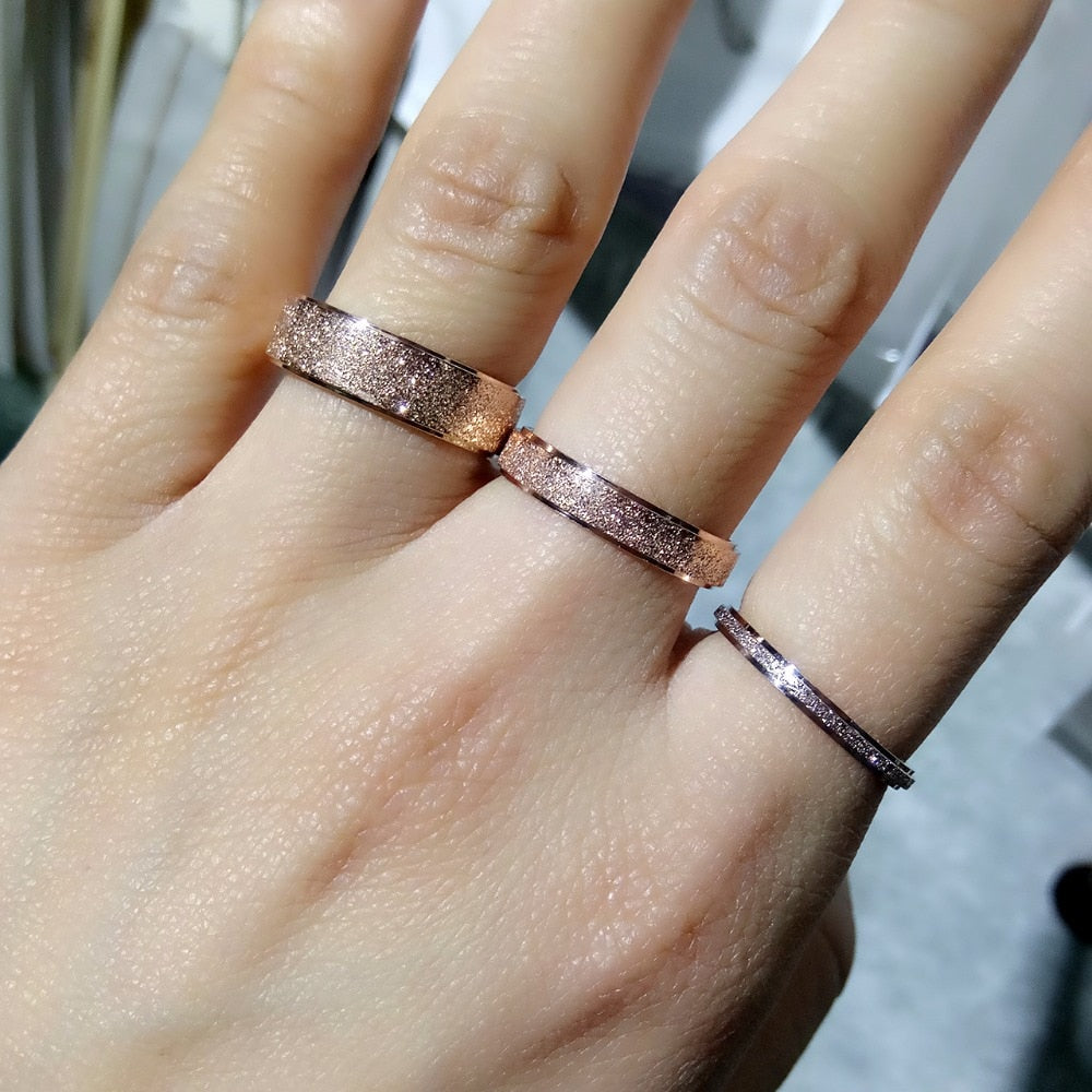 316L Stainless Steel Rose Gold Wedding Ring for Couple