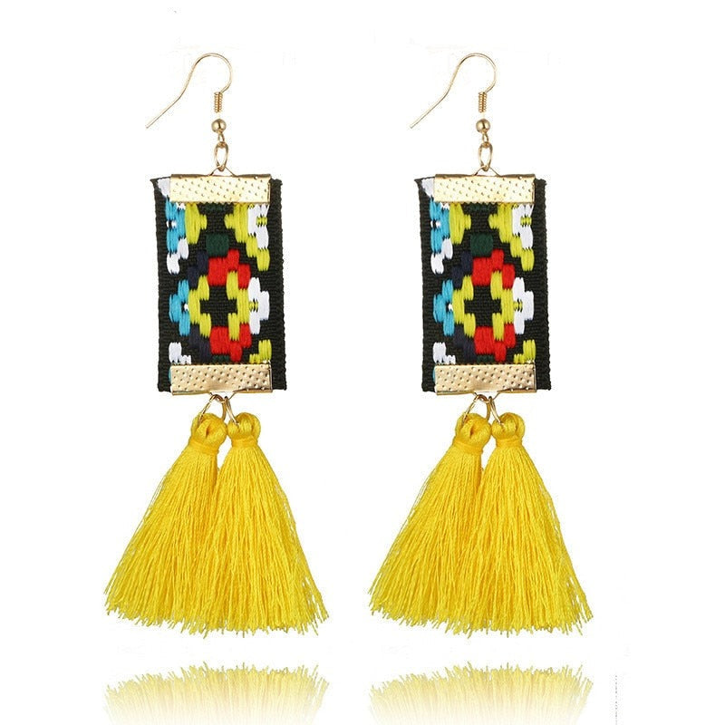 These fashionable Ethnic Square Earrings feature a chic zinc alloy design perfect for any stylish look! Ideal for the modern woman, these drop earrings make a bold statement in any ensemble.