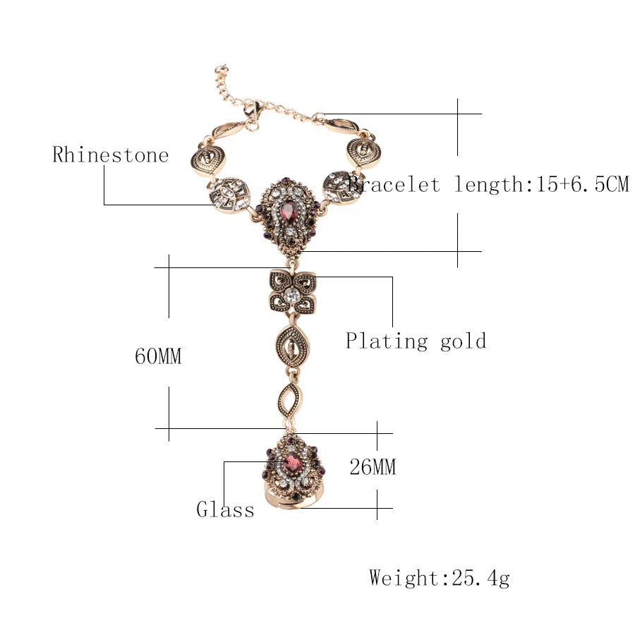 The exquisite vintage jewelry sets featuring fashion crystal flower designs, including unique bracelets and rings for women. These luxurious pieces are crafted in gold color, showcasing the elegance of Turkey's finest jewelry.