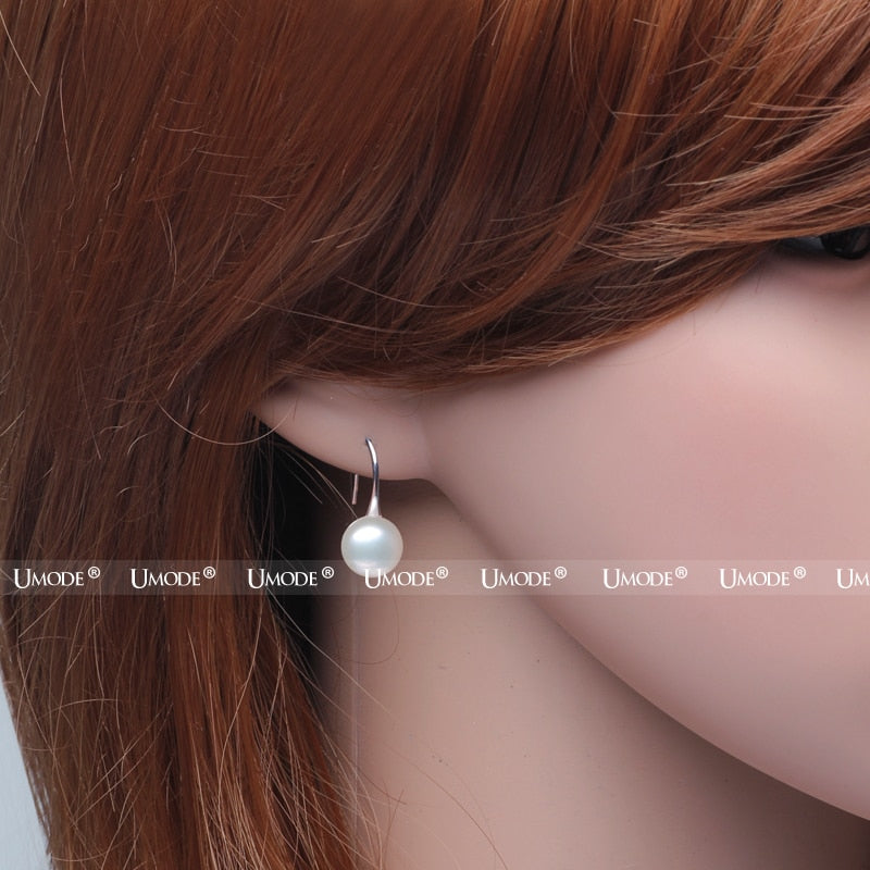 Genuine Natural Freshwater Pearl Earrings 925 Sterling Silver