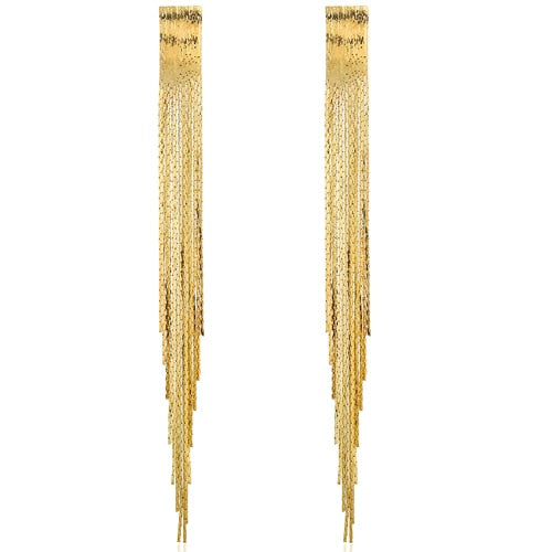 Boho Gold Long Tassels Earrings