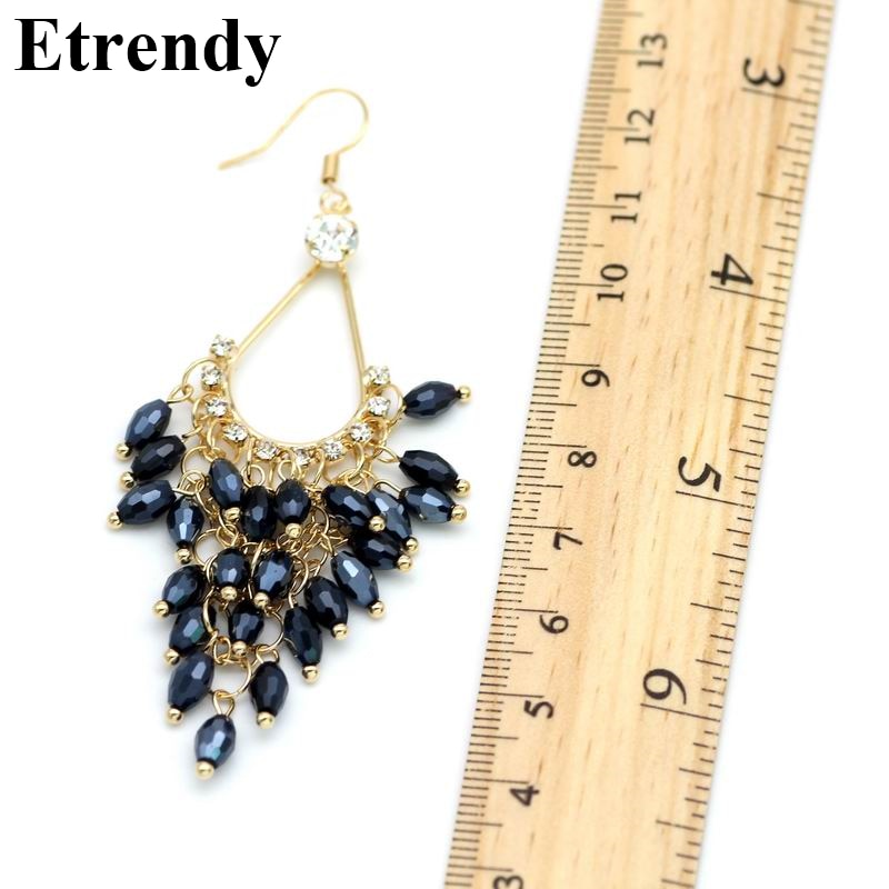 Crystal Beads Long Earrings