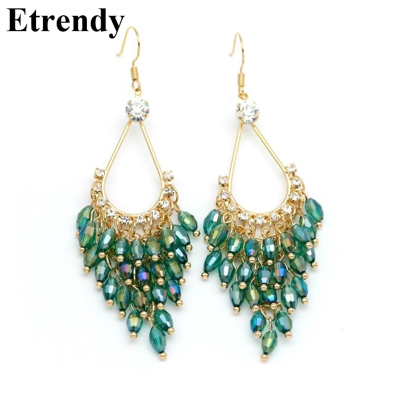 Crystal Beads Long Earrings