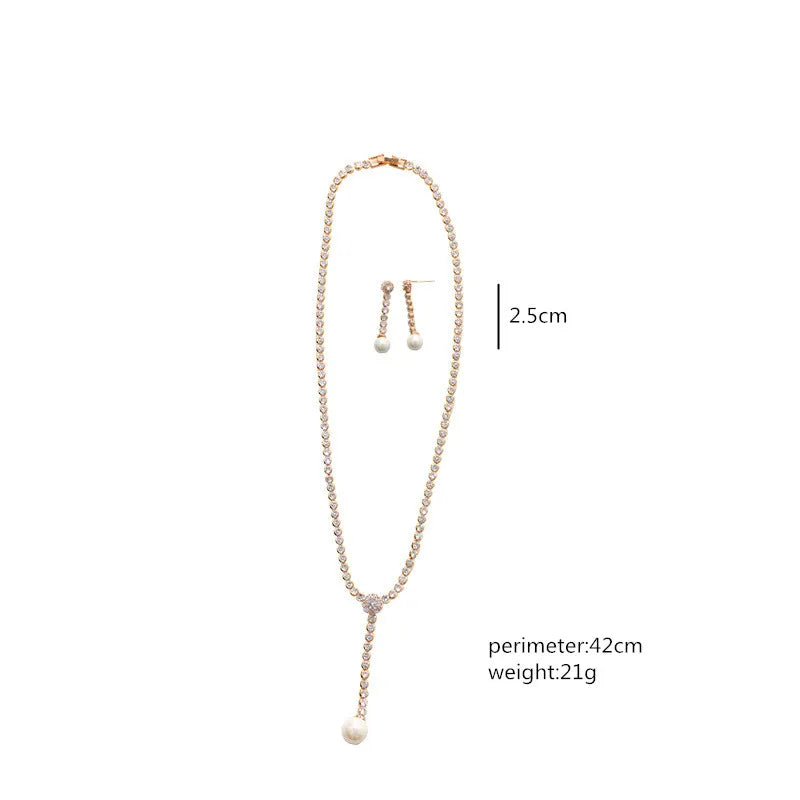 Simple Design Necklace Earrings Sets for Wedding Women Accessories Bridal Torque Engagement Jewellery Imitation Pearl HL040