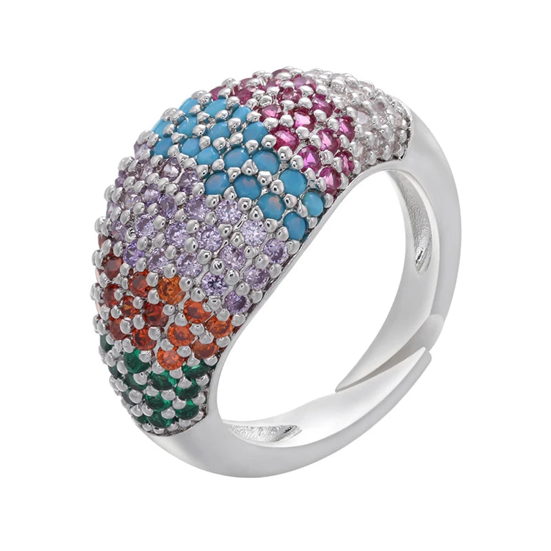 2025 NEW creative gold color Ring For Women rainbow rings women Finger Rings Fashion jewelry wholesale VJ77