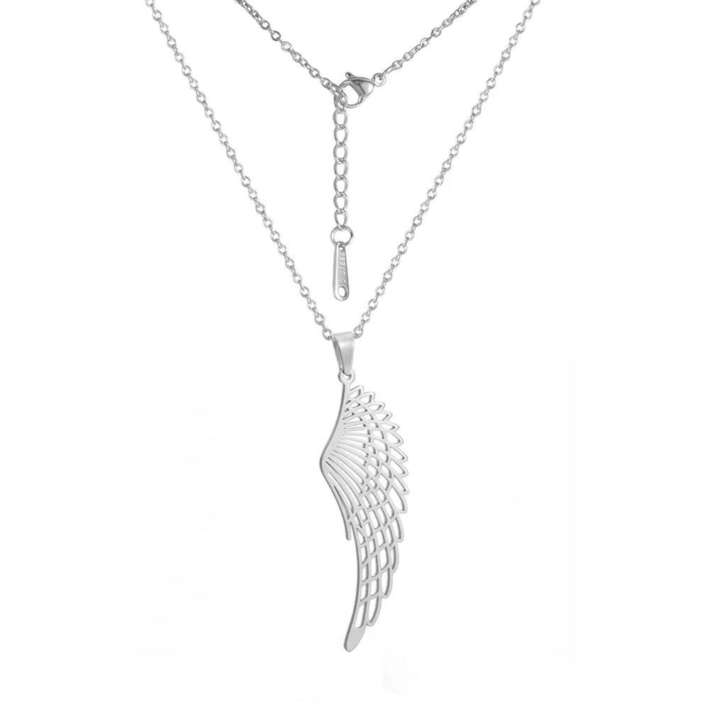 2025 Seraph Angel Wing Pendant Necklace for Women Stainless Steel Gold Color Choker Chain Necklace Fashion Jewelry Gifts