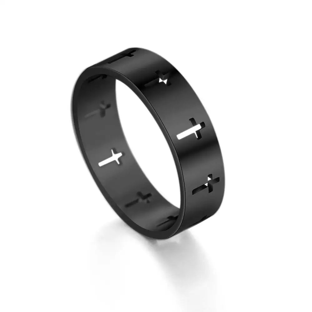Skyrim Hollow Cross Men's Ring Women Supernatural Jesus Stainless Steel Engagement Couple Rings 2025 Jewelry Anniversary Gifts