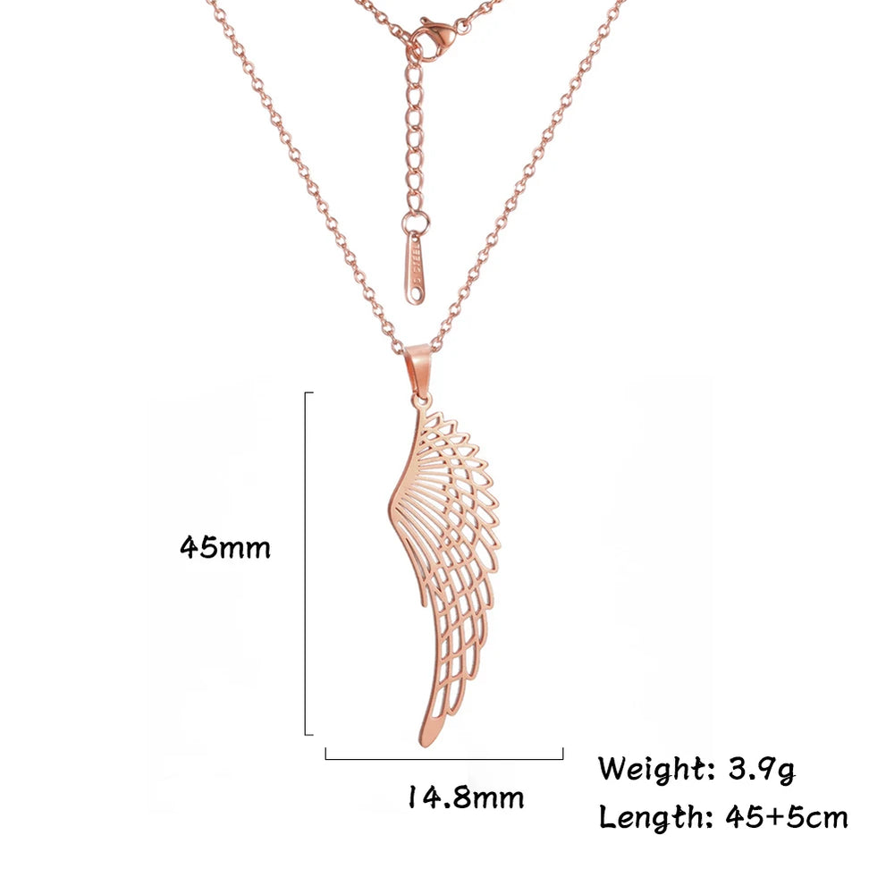 2025 Seraph Angel Wing Pendant Necklace for Women Stainless Steel Gold Color Choker Chain Necklace Fashion Jewelry Gifts