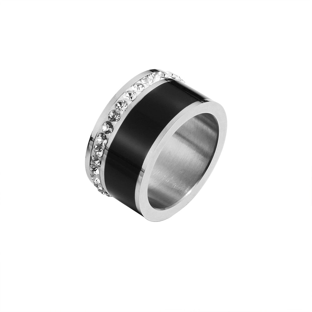 Luxury Black White Resin Ceramic Ring