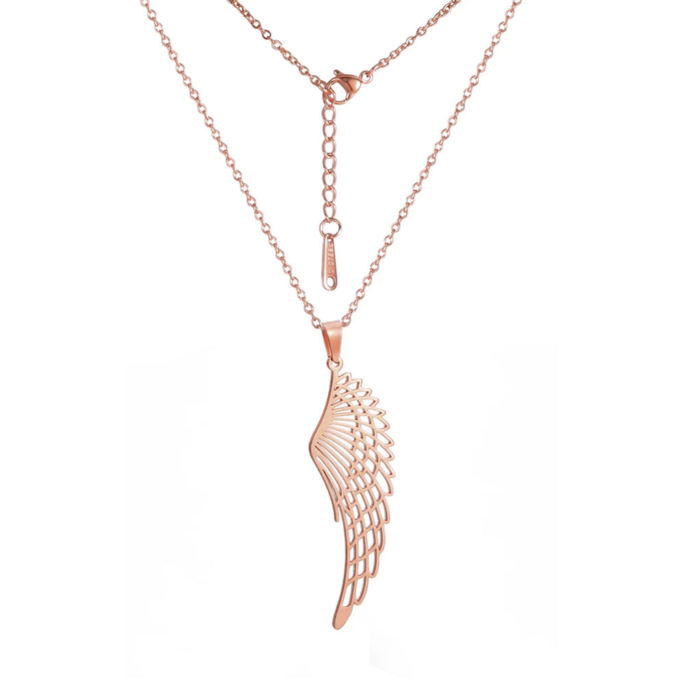 2025 Seraph Angel Wing Pendant Necklace for Women Stainless Steel Gold Color Choker Chain Necklace Fashion Jewelry Gifts