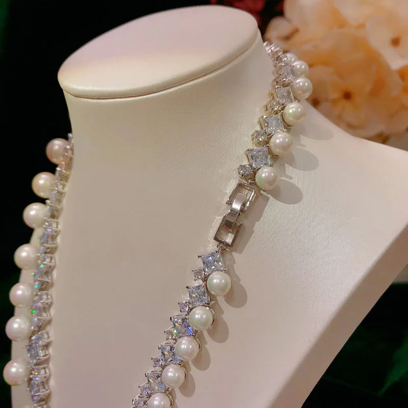 Pearl Earrings Set for Wedding Women Accessories Bridal Bijoux Engagement Jewelry Sets 100% Handmade Jewellery s021