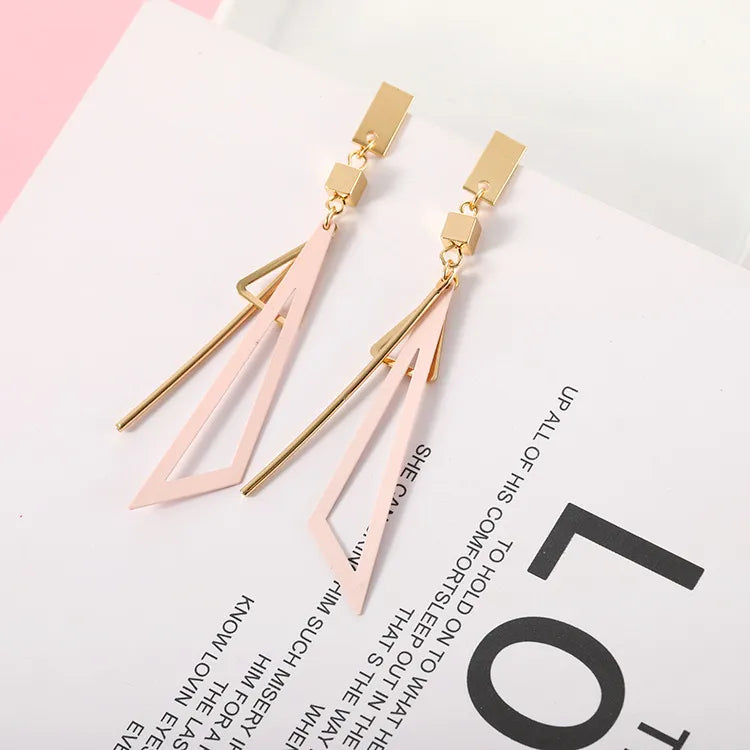 2024 Korean Long Statement Geometric Triangle Tassel Dangle Drop Earrings For Women Earrings Fashion Jewelry Oorbellen Brincos