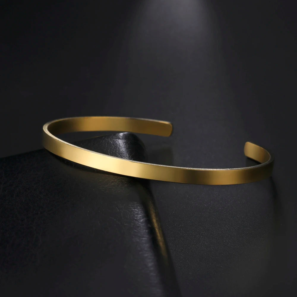 316L Stainless Steel Adjustable Cuff Bracelets for Women Men Simple Fashion Couple Bangles Jewelry Birthday Wedding Gift