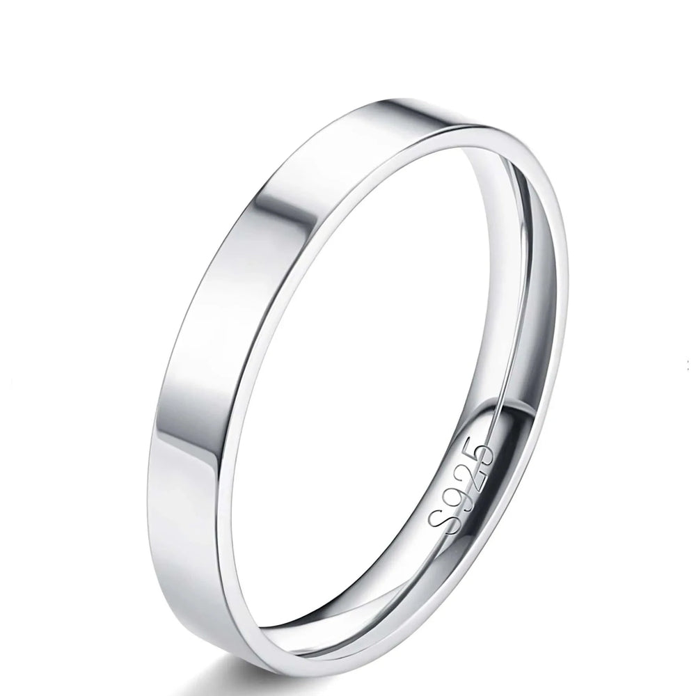 Fansilver S925 Sterling Silver Rings for Women Men 18K White Gold Plated Stackable Statement Thin Plain Thumb Ring  Wholesale