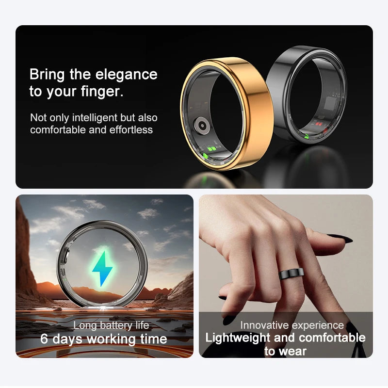 Introducing the Smart Ring 2024 R02, a cutting-edge health monitoring device designed for active individuals. This IP68 waterproof ring features multi-sport modes, Bluetooth connectivity, and a sleep tracker, all conveniently worn on your finger. Ideal for men looking to track their health and fitness goals on the go.