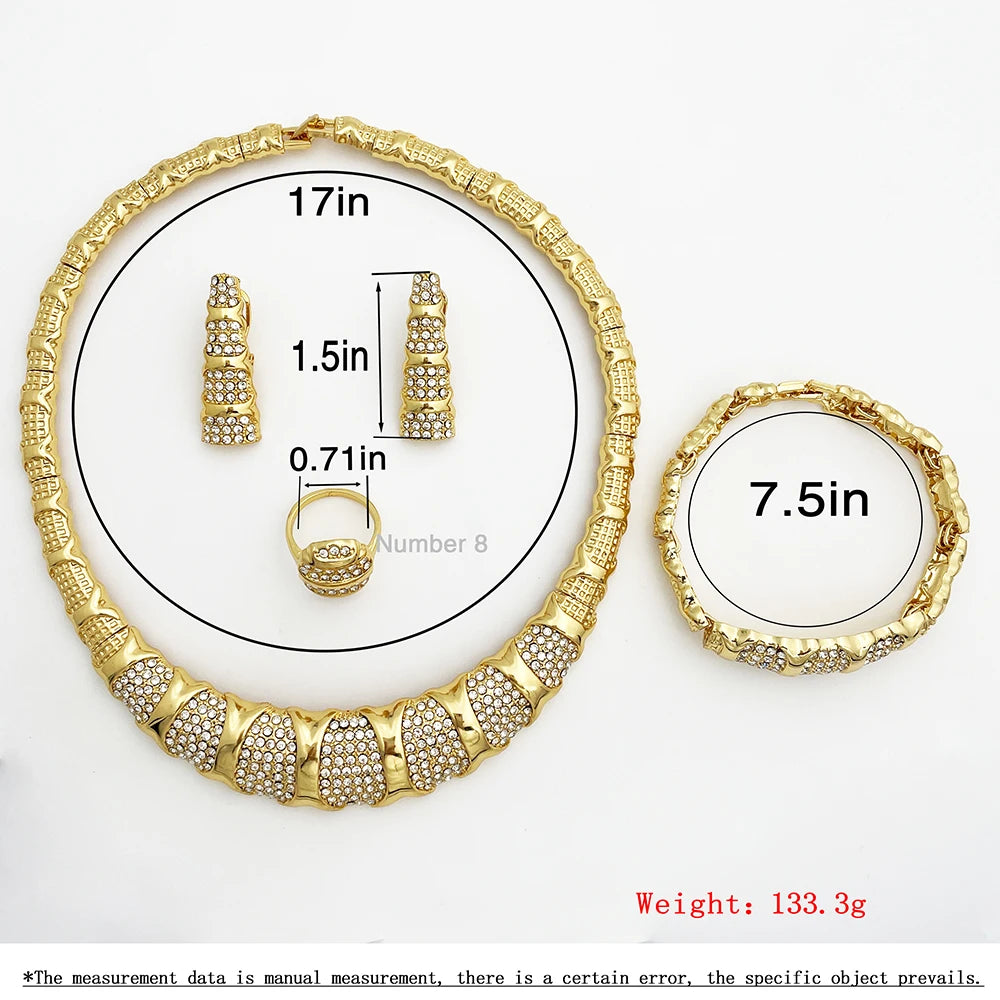 Dubai Gold Color Jewelry Set For Women Luxury Design Nigeria Trending Necklaces Earrings Ring Bracelet Wedding Party Gift