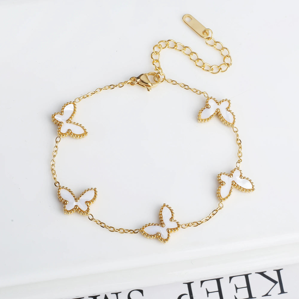 3PCS Hot Sale Stainless Steel Butterfly Jewelry Set Bracelet Necklace Earrings High Quality Women Luxury Party Jewelry Clover