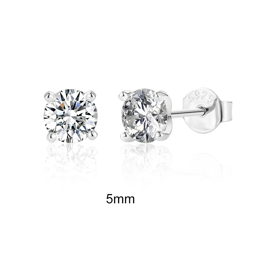 0.5-1.2 Carat D Color Moissanite Ear Stud Earrings For Women 925 Sterling Silver Sparkling Piercing Earring Fine Jewelry