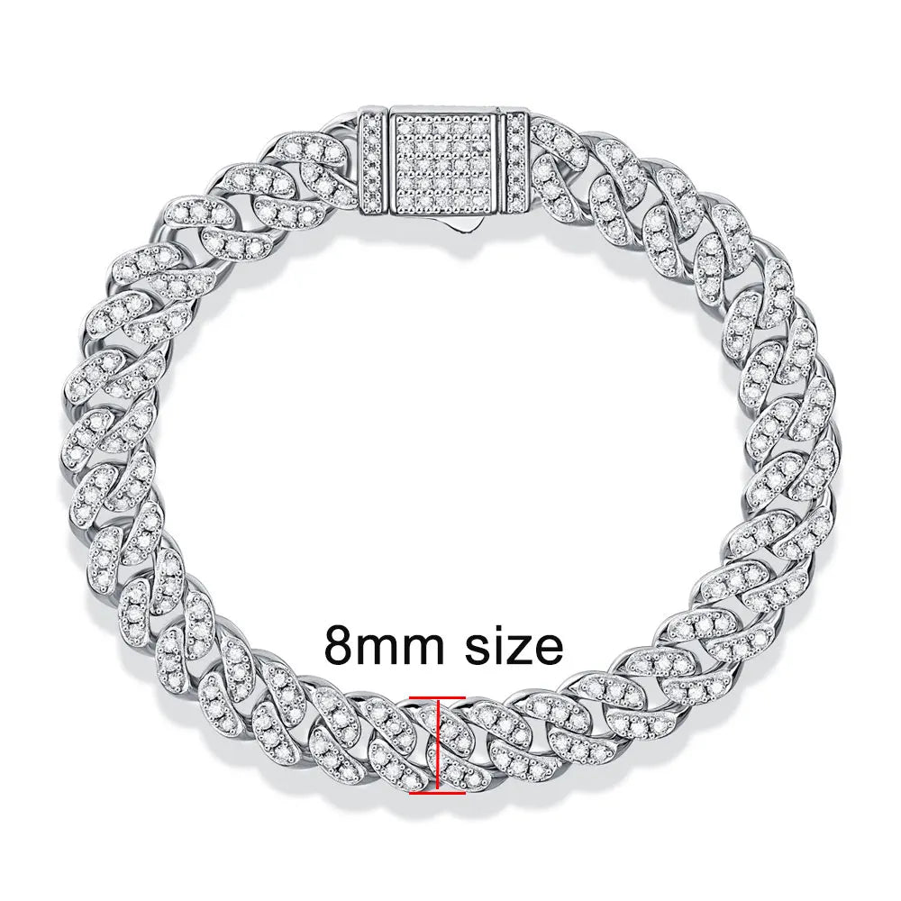 D VVS1 Moissanite Cuban Bracelet Original s925 Sterling Silver Plated 18k White Gold with GRA Bracelets for Women Man
